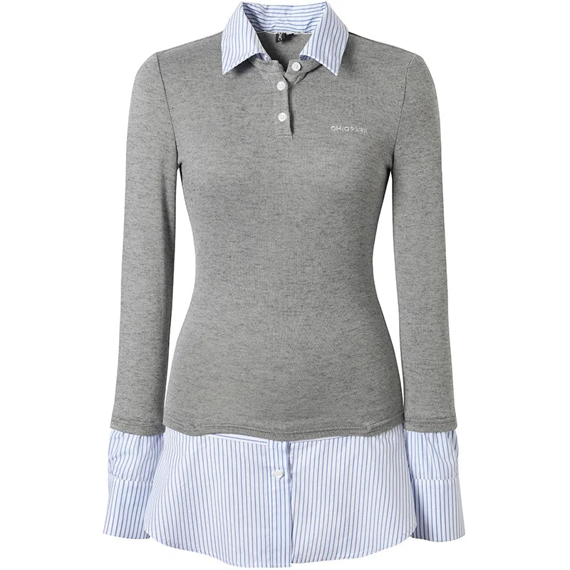 Fake Two-Piece Preppy Knit Sweater