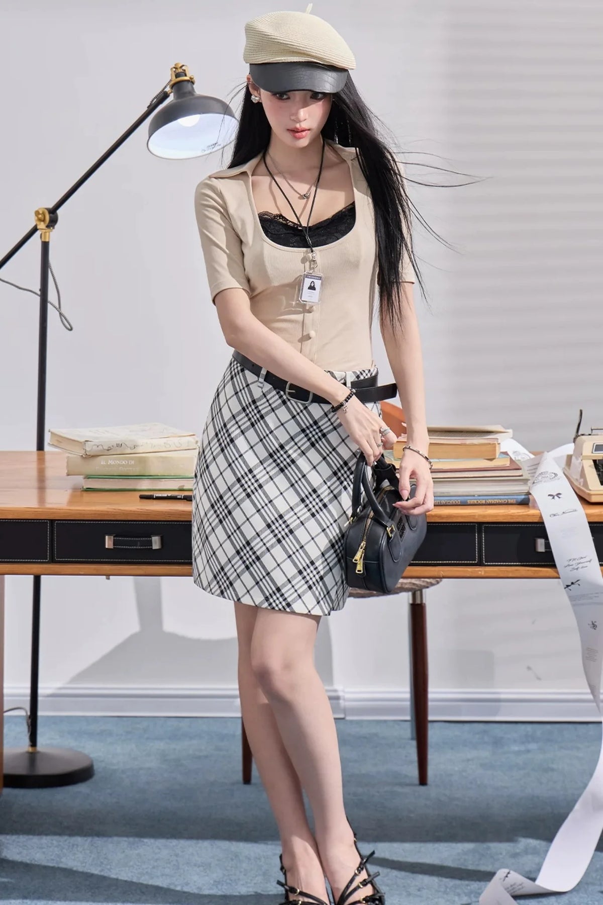 Fake Two-Piece U-Neck Short Top Set-Up