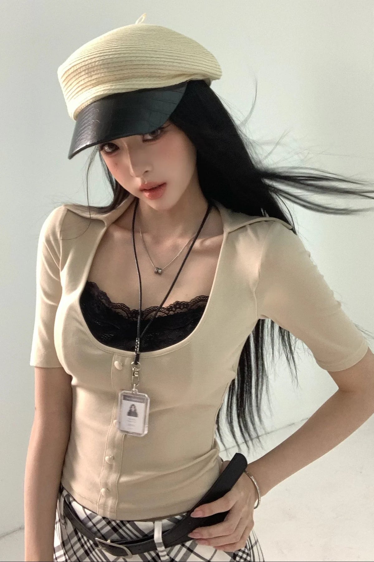 Fake Two-Piece U-Neck Top Set-Up