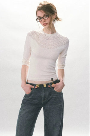 Fan-Shaped Hollow-Out Knit Top