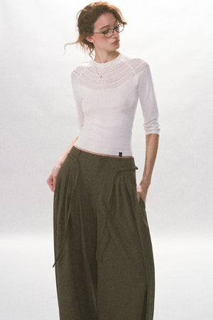 Fan-Shaped Hollow-Out Knit Top