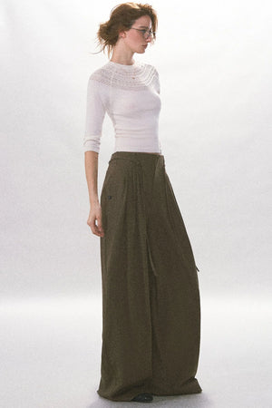 Fan-Shaped Hollow-Out Knit Top
