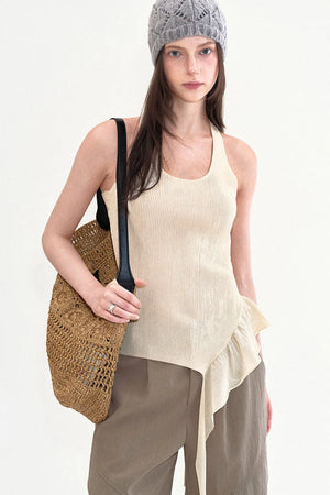 Fano Ruffled Halter Backless Tank