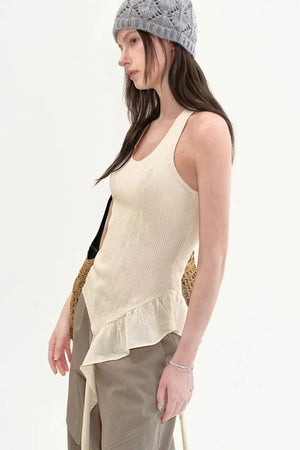 Fano Ruffled Halter Backless Tank