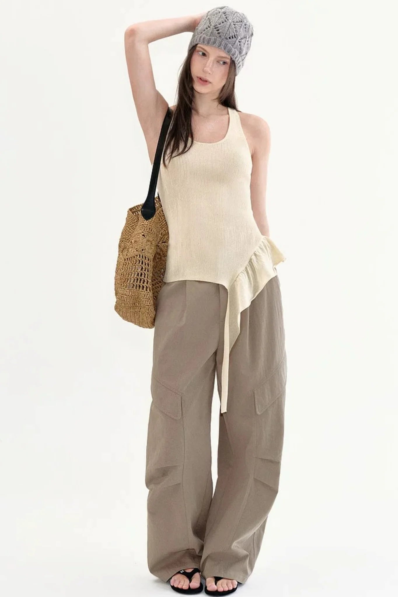 Fano Ruffled Halter Backless Tank