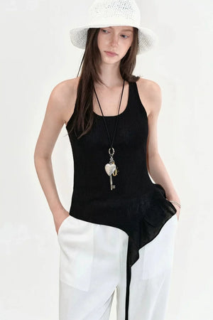 Fano Ruffled Halter Backless Tank