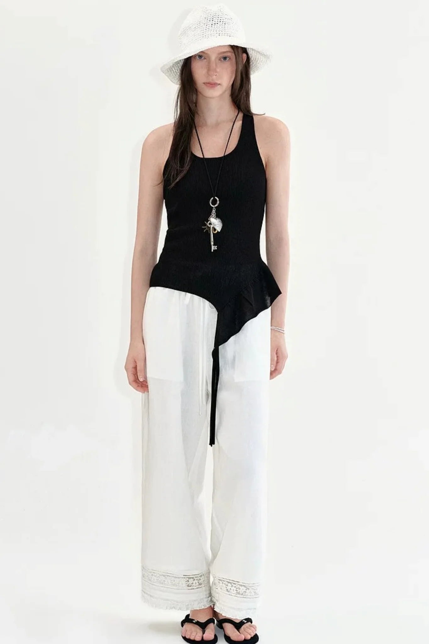Fano Ruffled Halter Backless Tank