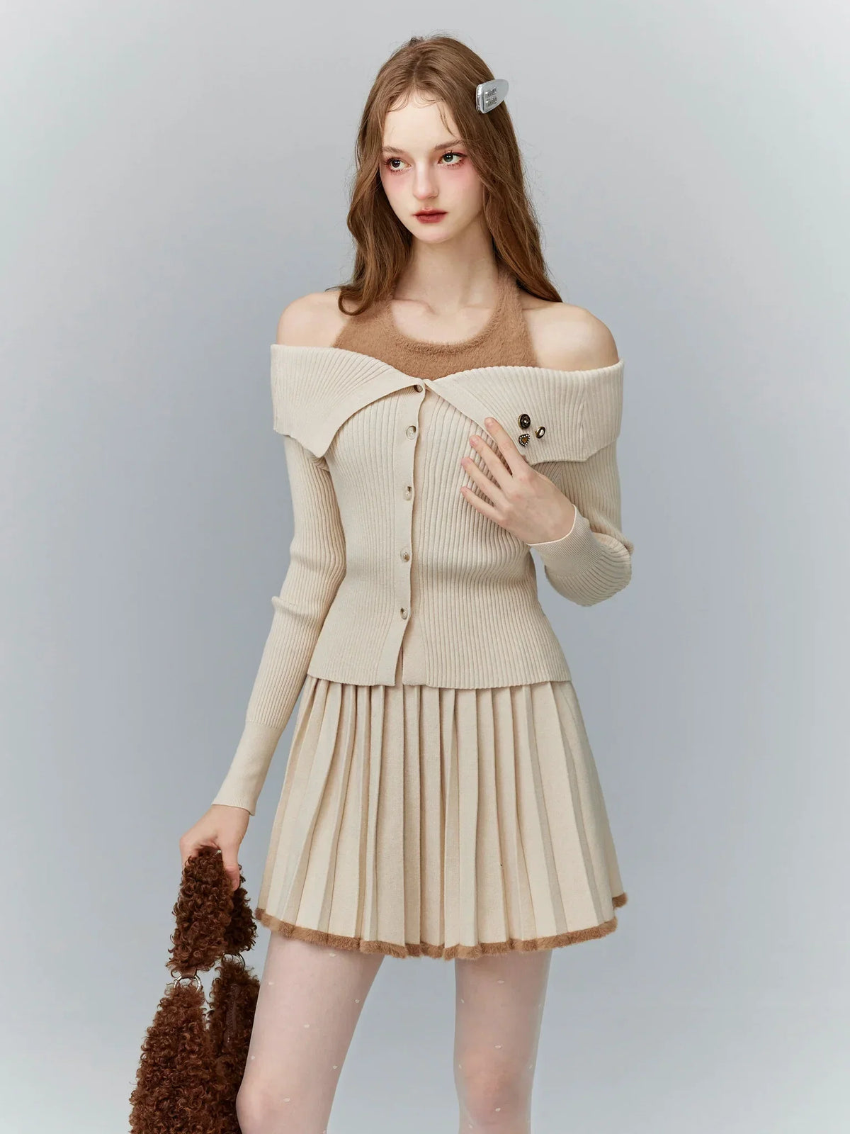 Fantasy Milk knitted three-piece skirt set
