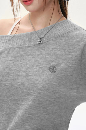 Fashion Oblique Shoulder Tops Set-Up
