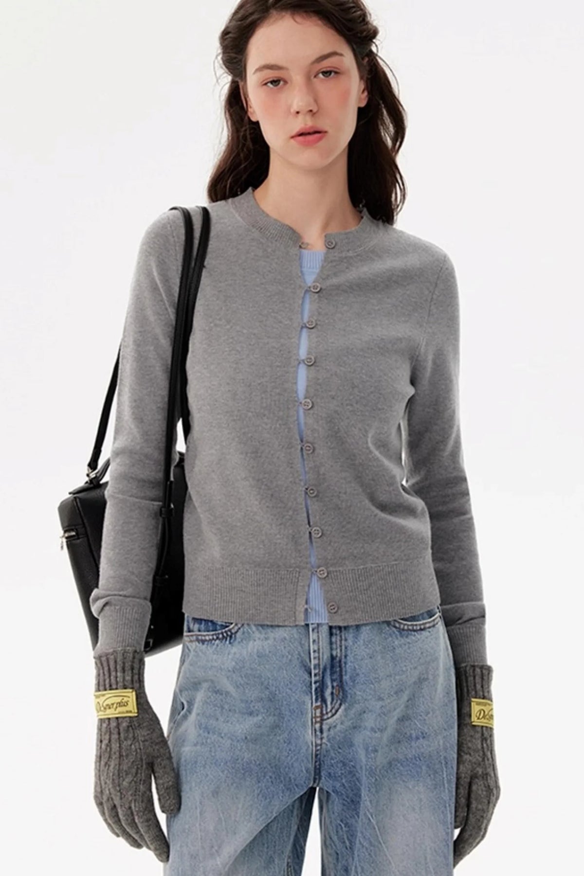 Fashionable Crew Neck Cardigan Sweater