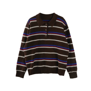Fashionable Striped Wool Knitted Sweater