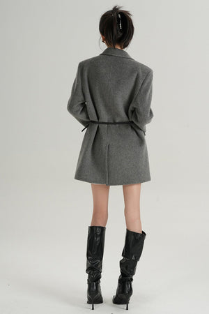 Fashionable Tweed Belted Jacket
