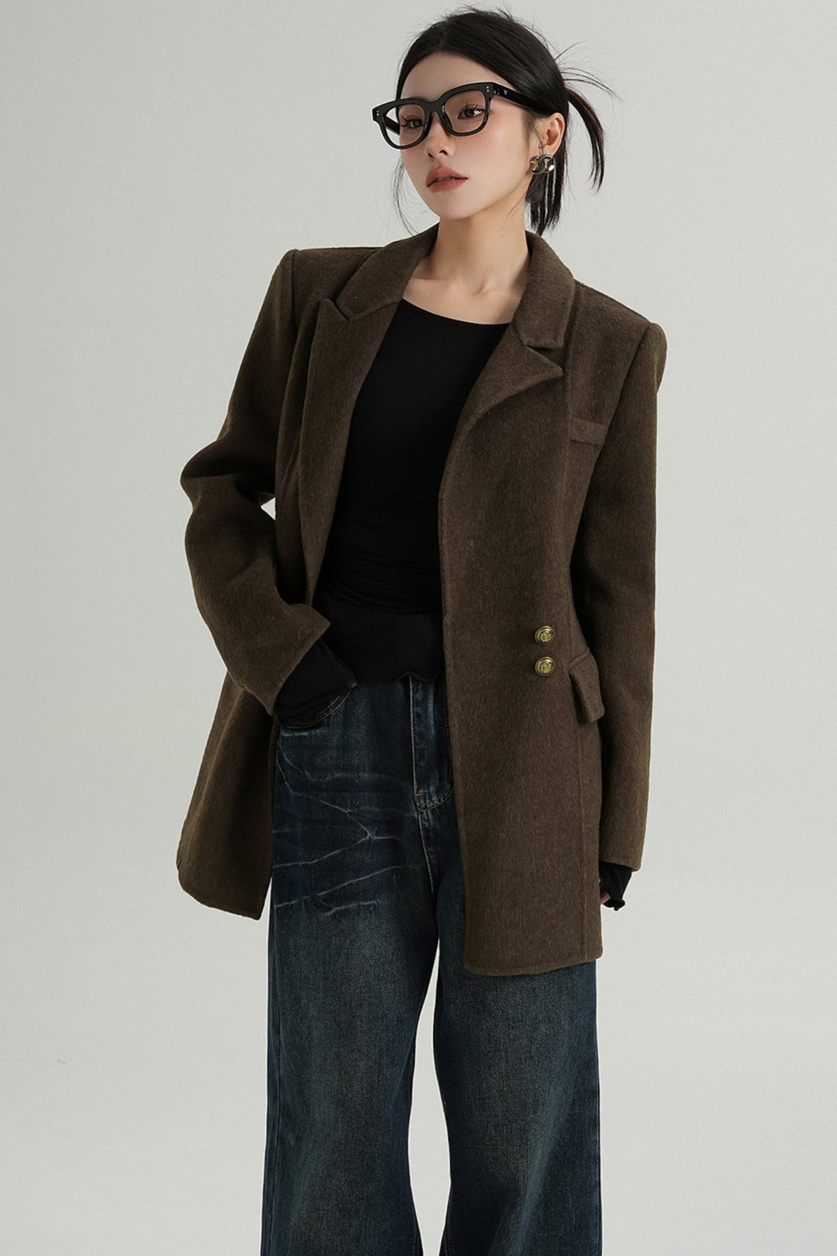 Fashionable Tweed Belted Jacket