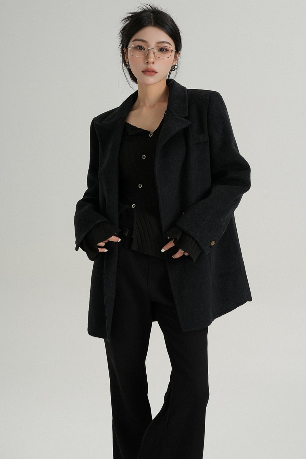 Fashionable Tweed Belted Jacket