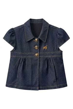 Faux Denim Blouse Set-Up