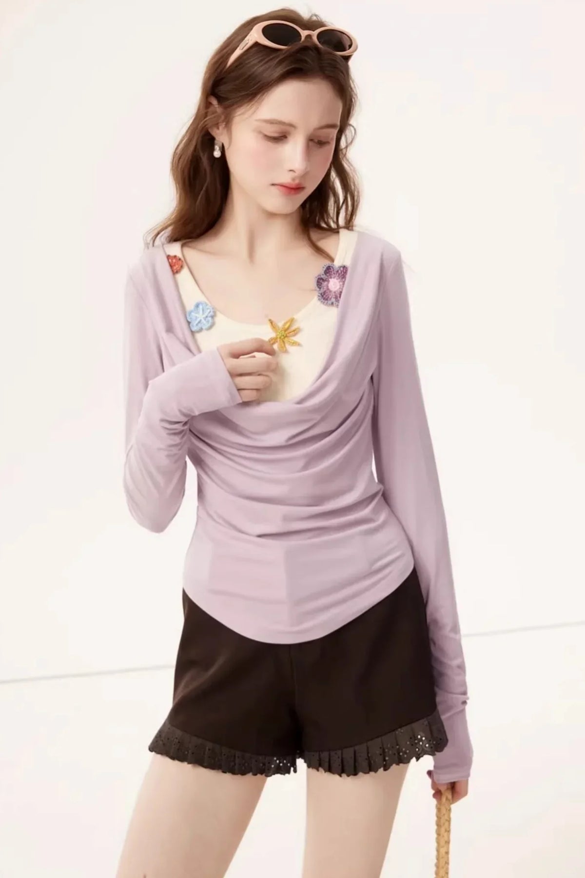 Faux Floral Knitted Top