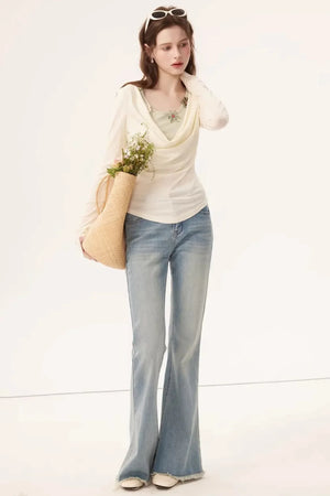 Faux Floral Knitted Top