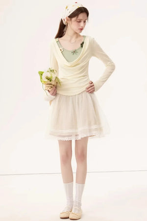 Faux Floral Knitted Top