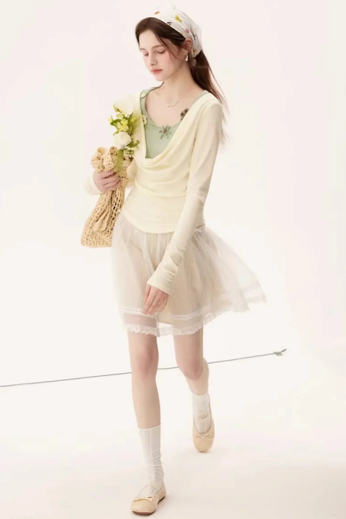 Faux Floral Knitted Top