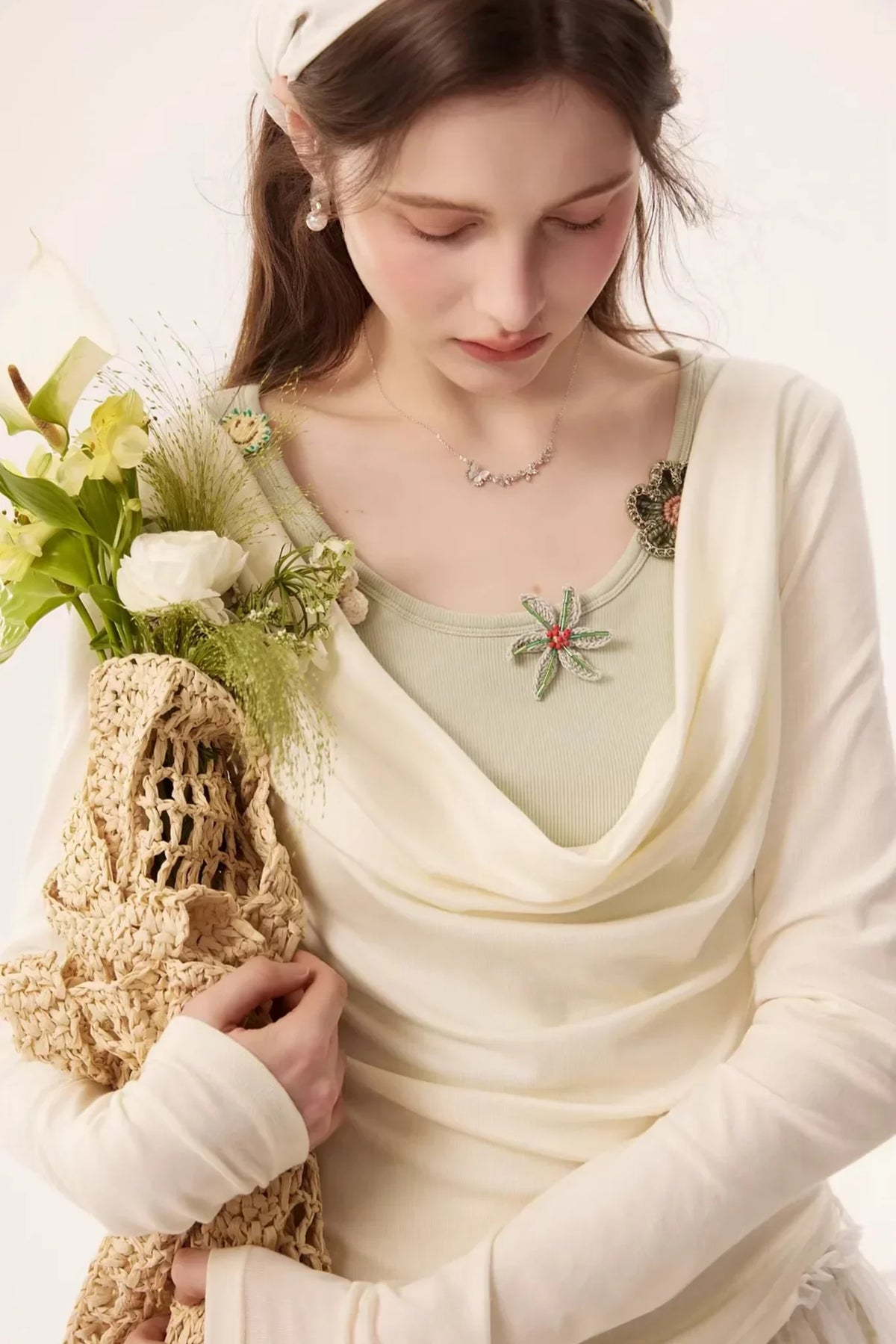 Faux Floral Knitted Top