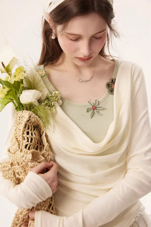 Faux Floral Knitted Top