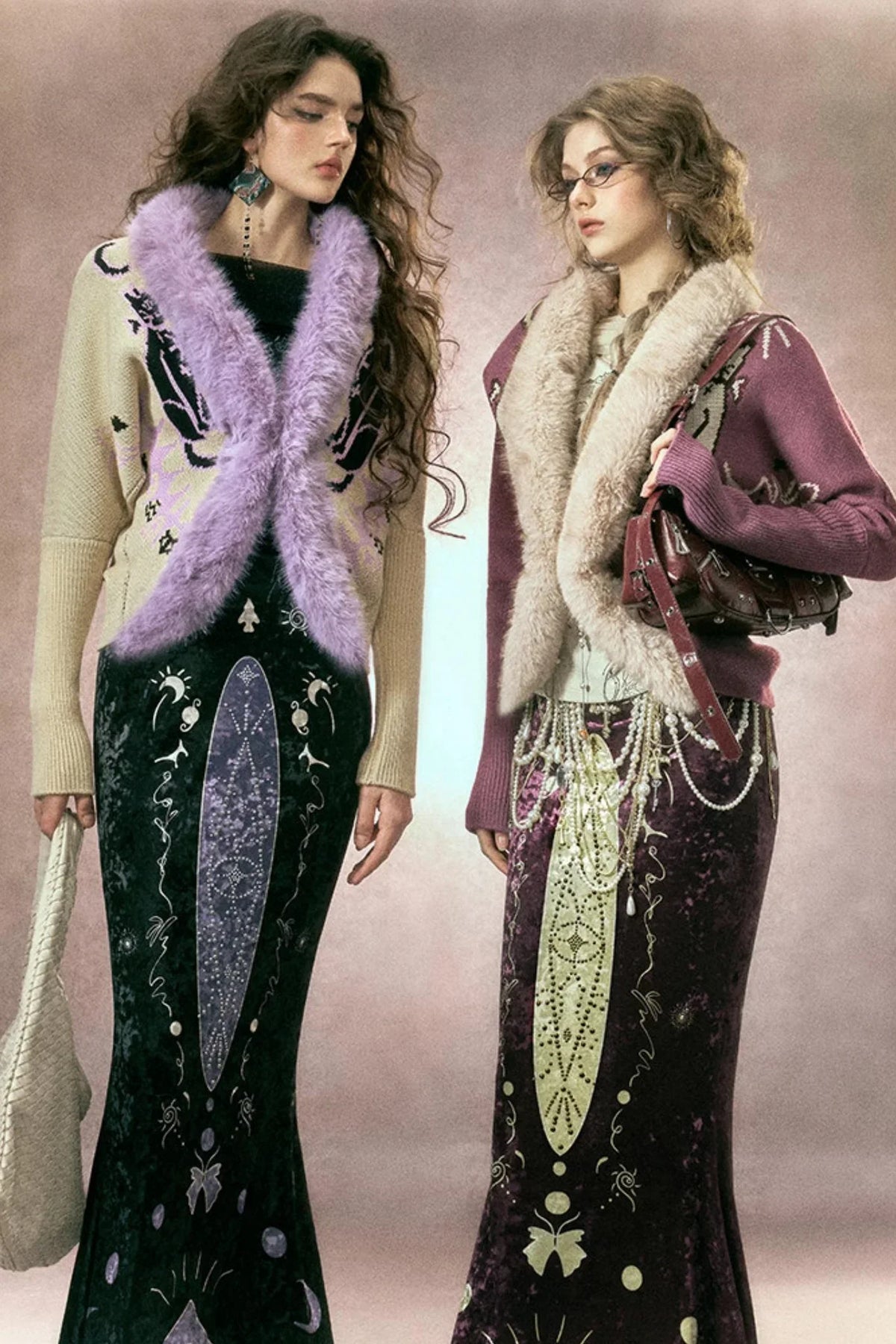 Faux Fox Fur Knit Cardigan