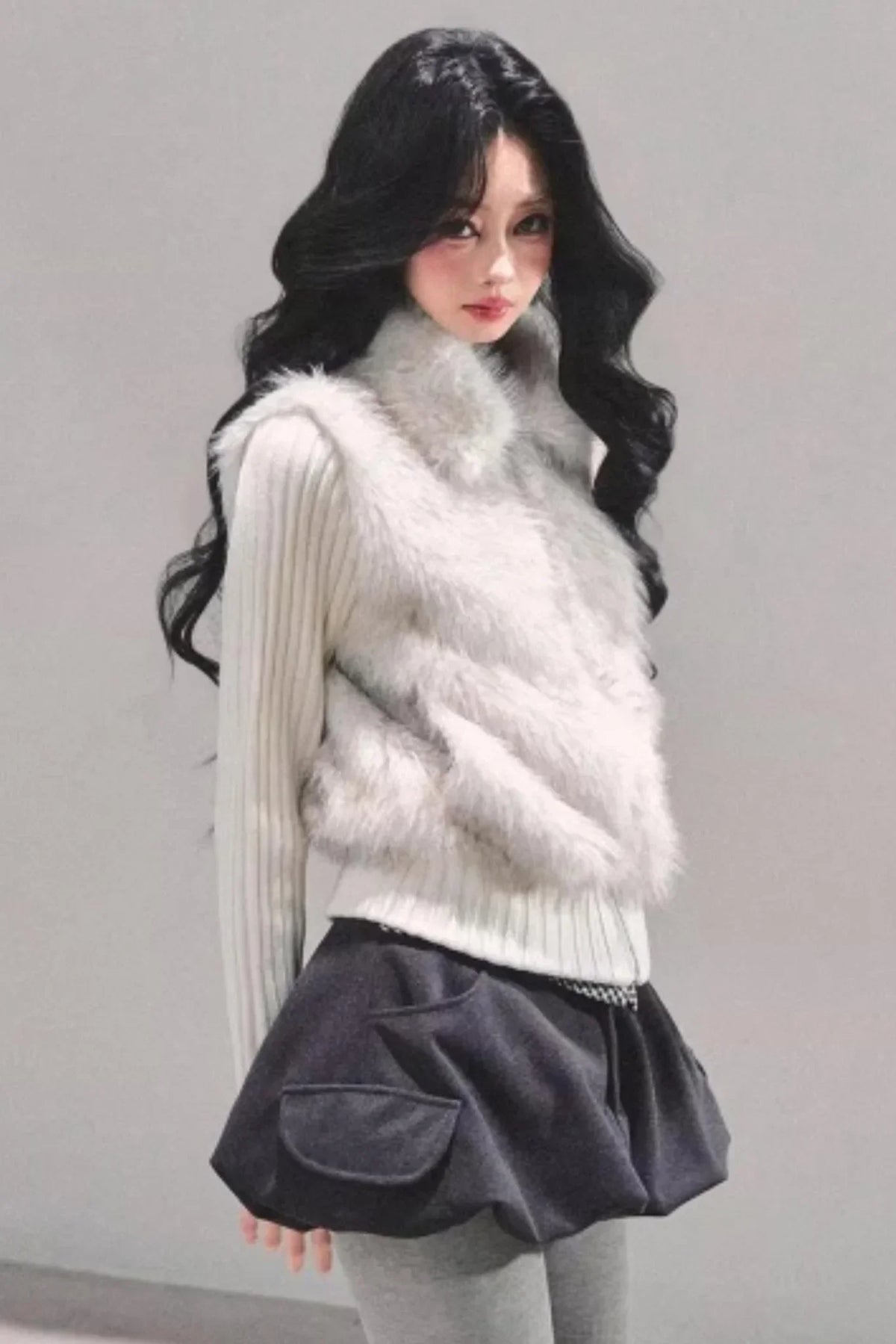 Faux Fur Leopard Knit Jacket