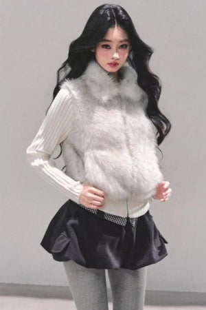 Faux Fur Leopard Knit Jacket