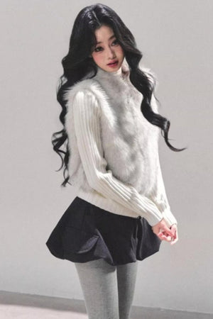 Faux Fur Leopard Knit Jacket