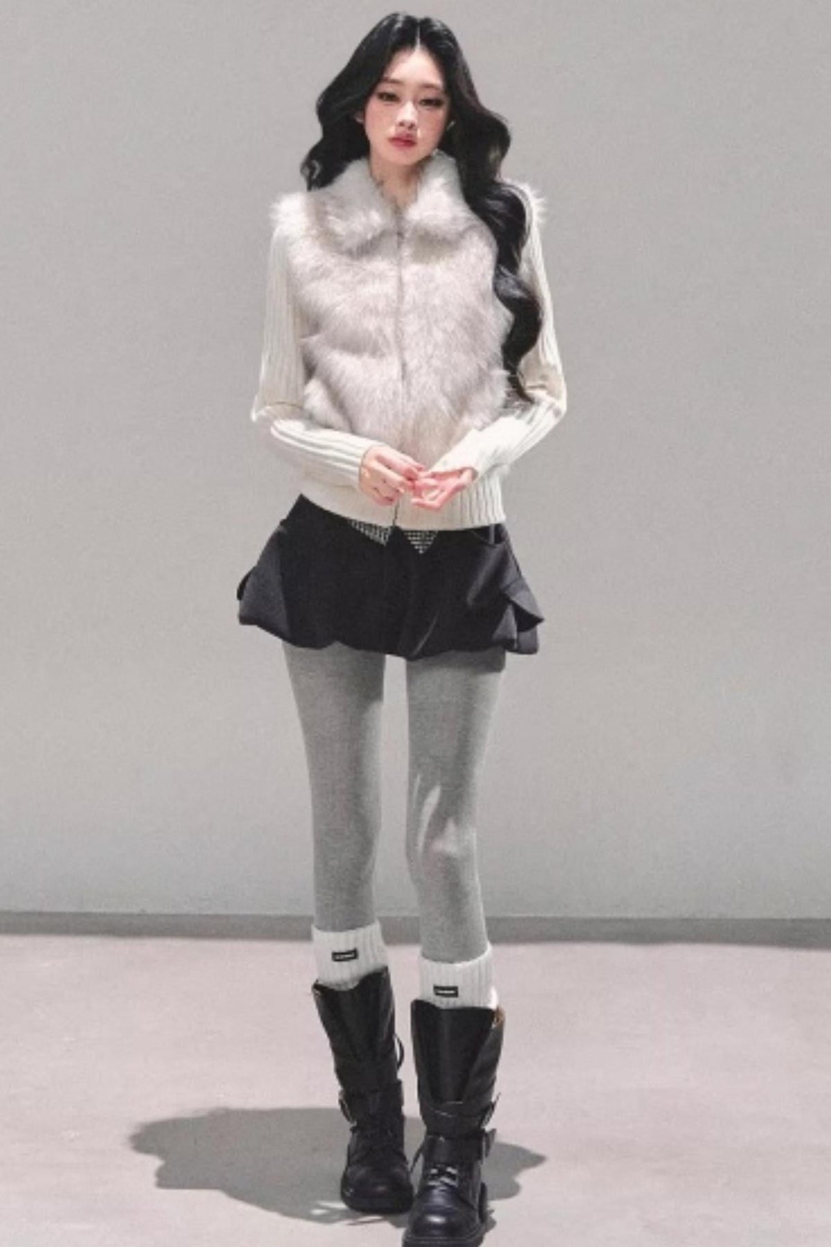 Faux Fur Leopard Knit Jacket