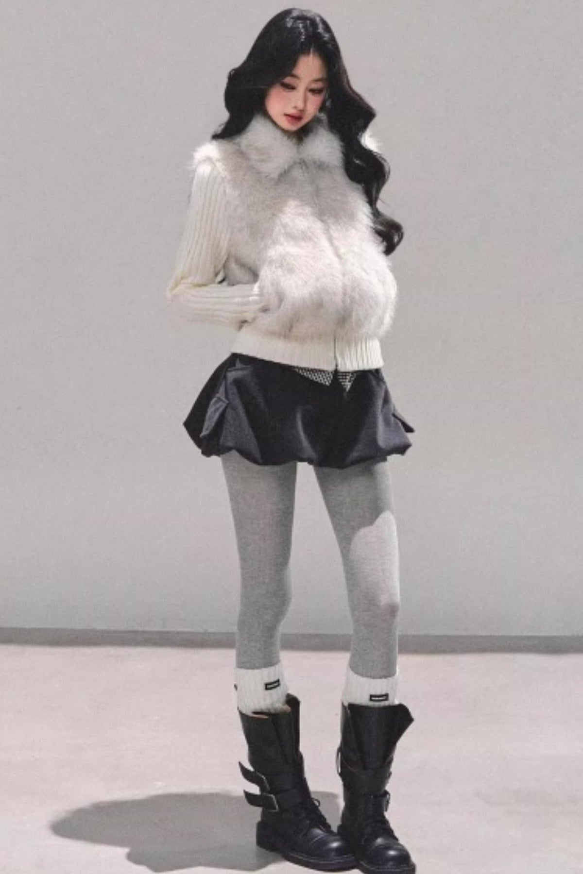 Faux Fur Leopard Knit Jacket