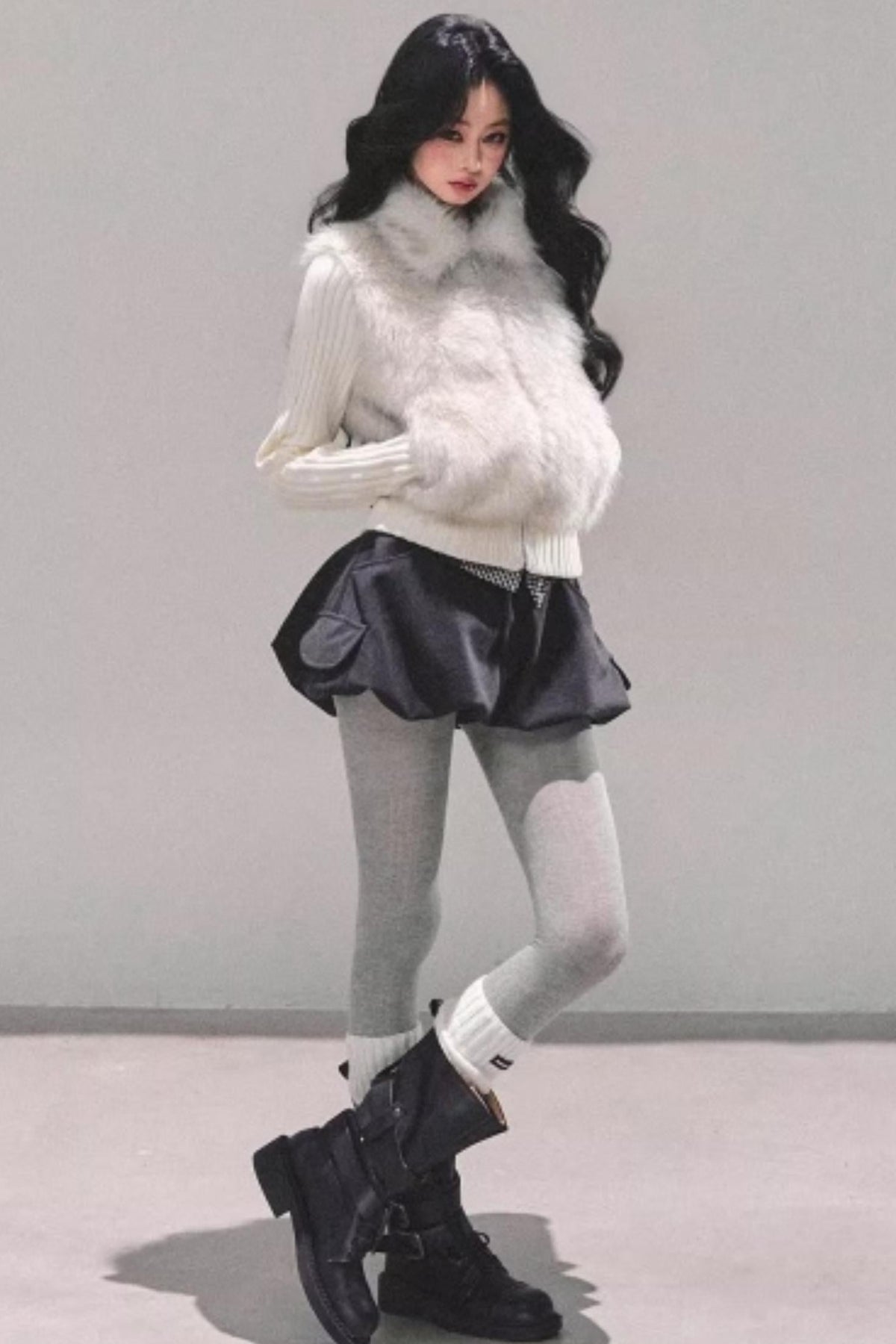 Faux Fur Leopard Knit Jacket