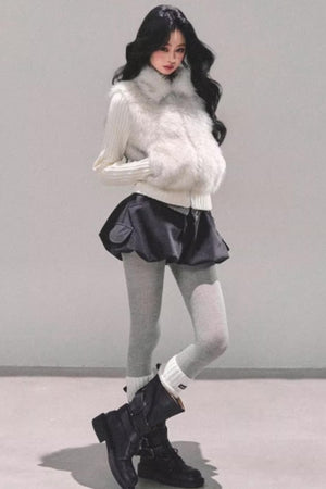 Faux Fur Leopard Knit Jacket