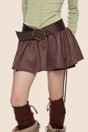Faux Suede Floral Skirt