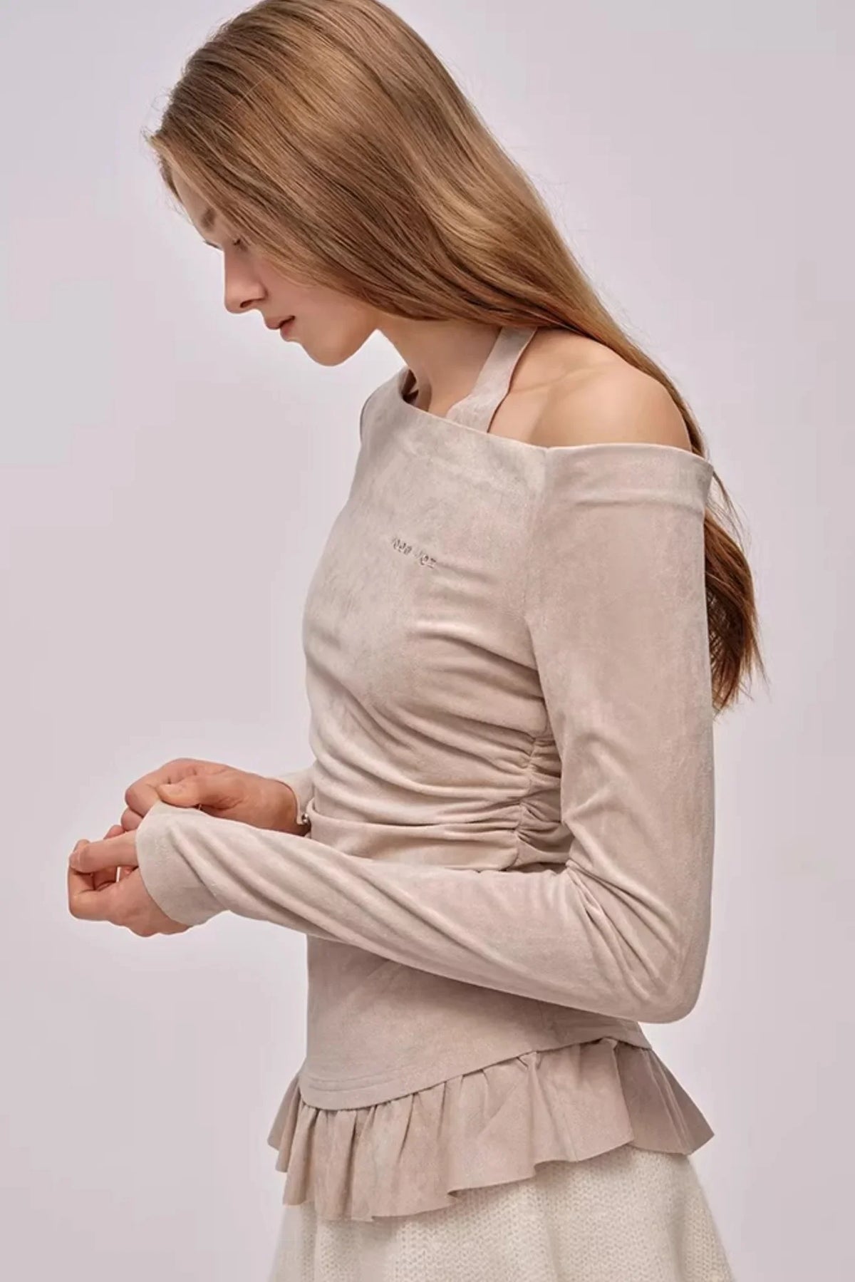 Faux Suede Pleated Dress