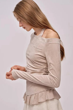 Faux Suede Pleated Dress