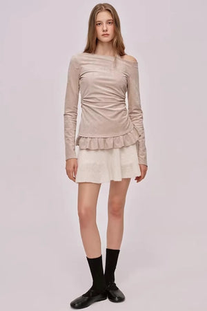 Faux Suede Pleated Dress