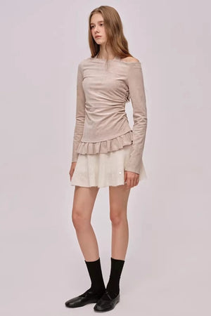 Faux Suede Pleated Dress