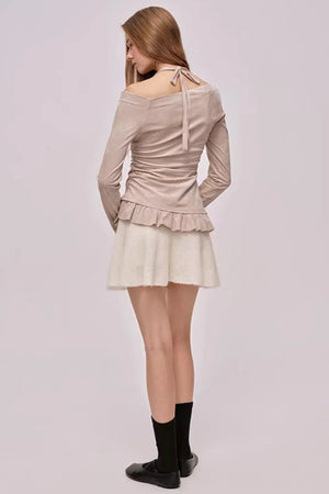 Faux Suede Pleated Dress