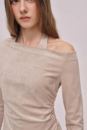 Faux Suede Pleated Dress
