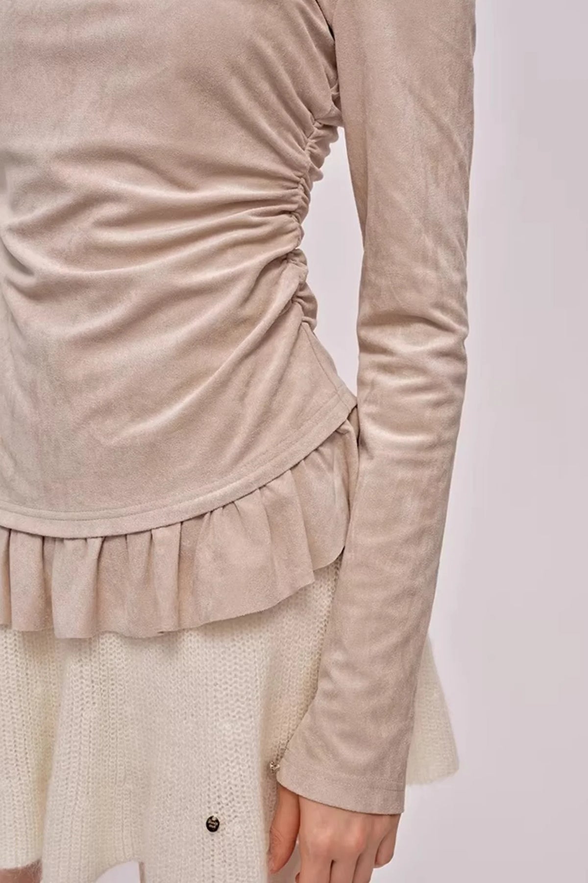 Faux Suede Pleated Dress
