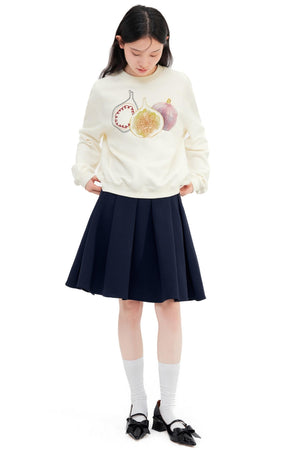 Fig Embroidered Crew Neck Top