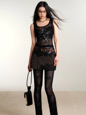 Fine Glitter Knit See-Through Vest Top