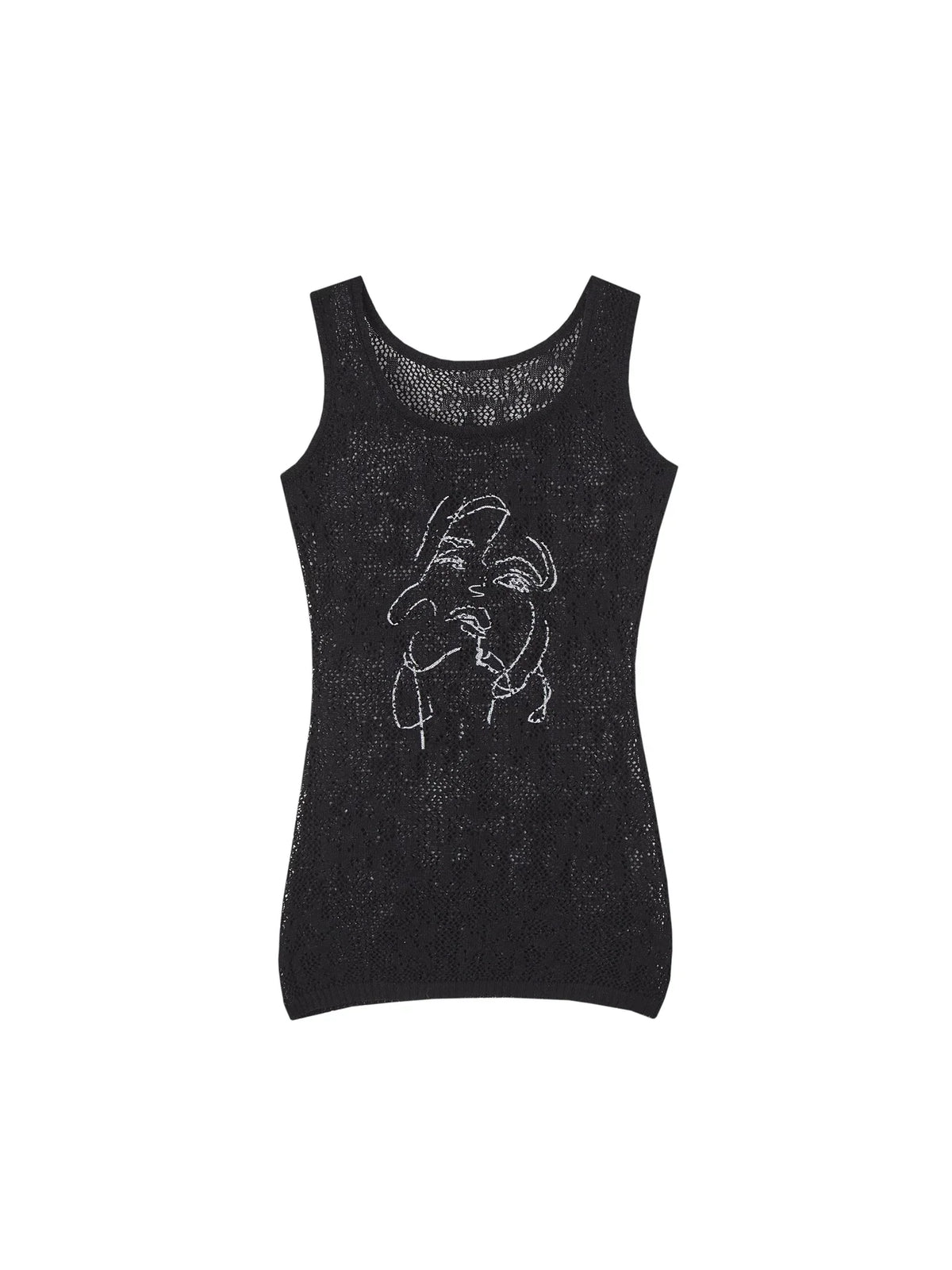Fine Glitter Knit See-Through Vest Top