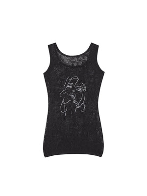 Fine Glitter Knit See-Through Vest Top