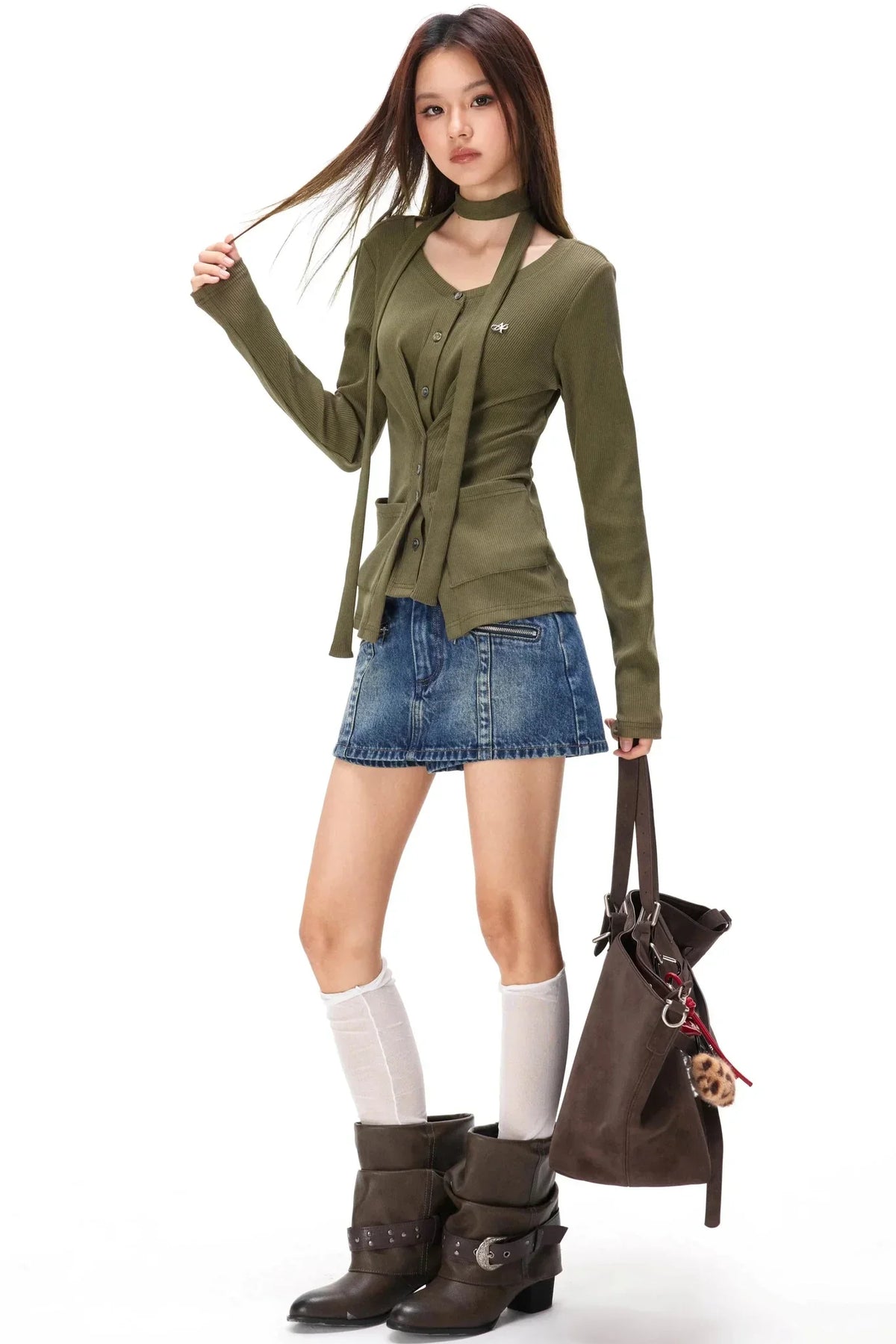 Fine Ribbed Knit Cardigan Top