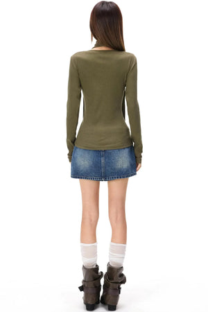 Fine Ribbed Knit Cardigan Top