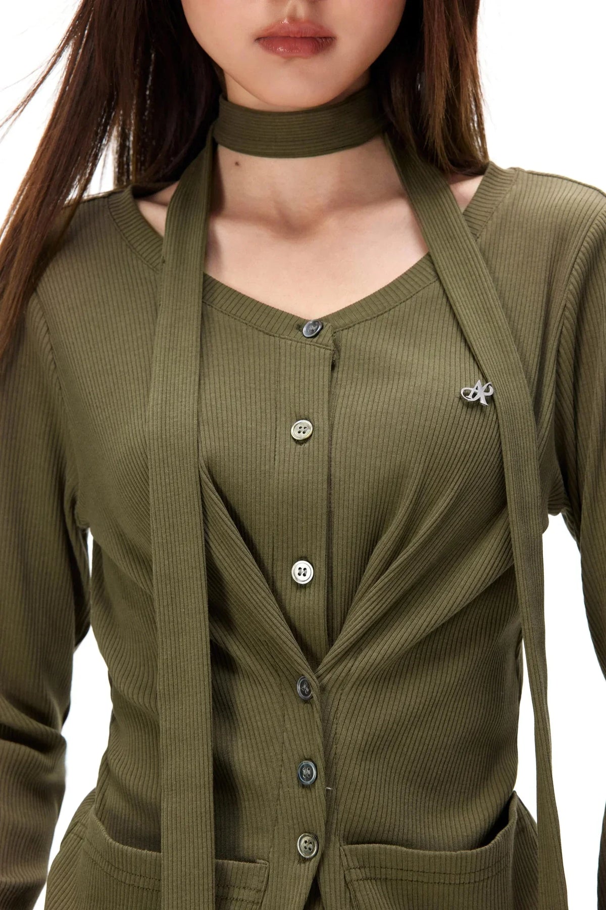 Fine Ribbed Knit Cardigan Top