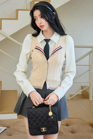 Finnish College Knitted Cardigan Set-Up