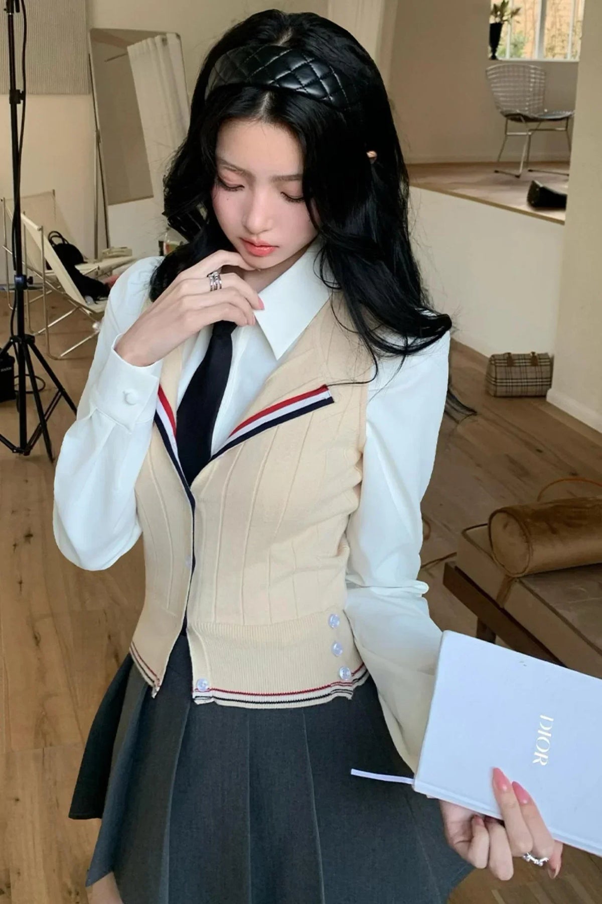 Finnish College Knitted Cardigan Set-Up